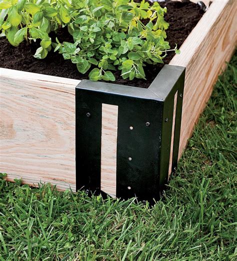 raised bed black metal corner brackets|corner brackets for planter boxes.